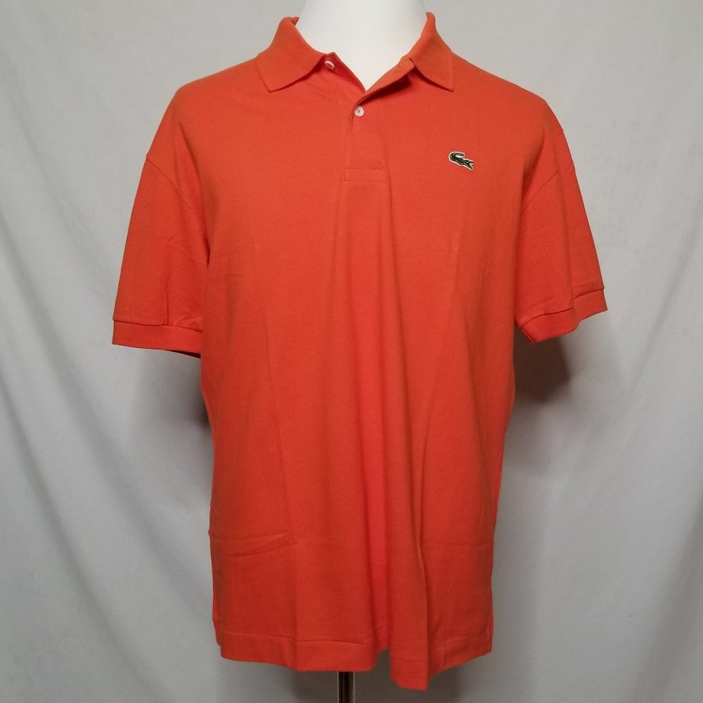 Lacoste Mens Sz 6 Polo Shirt Orange Short Sleeve
